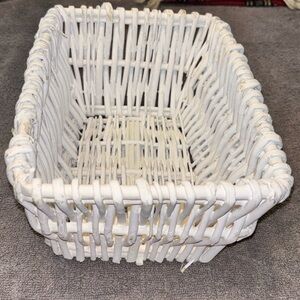 Woven Whitewash Wicker Rattan Basket